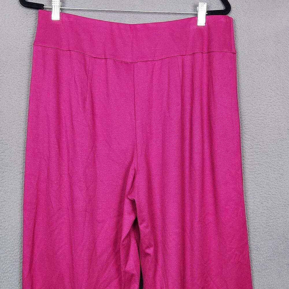 Bob Mackie Pants Womens Large Pink Stretch Jersey Wide Leg Capri Pull On Casual - Picture 9 of 15